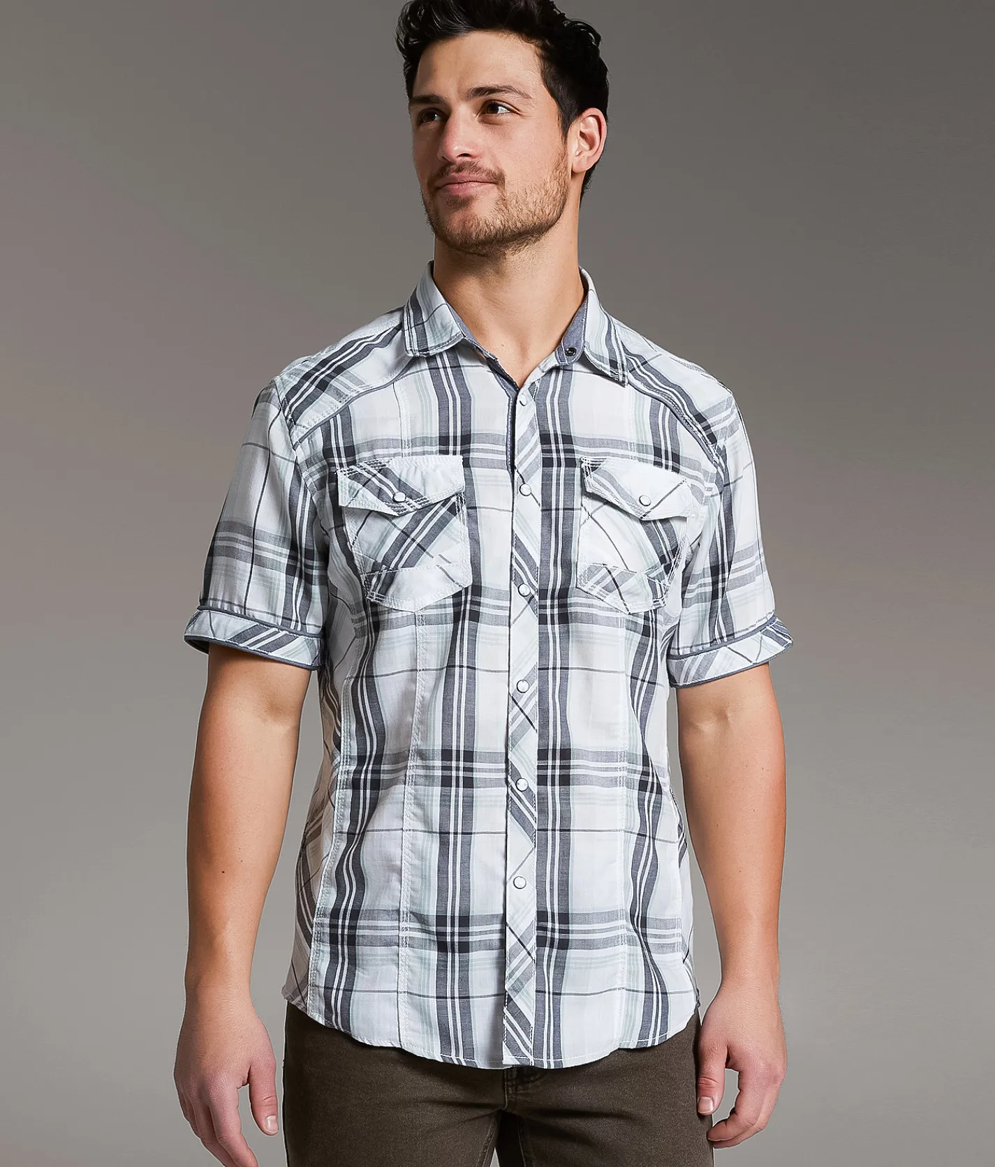 Tops | BKE Plaid Athletic Shirt White Green