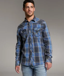 Tops | BKE Vintage Plaid Athletic Shirt Black Blue