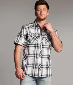 Tops | BKE Plaid Athletic Shirt White Grey Black