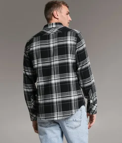 BKE Plaid Athletic Shirt Black Grey Sale