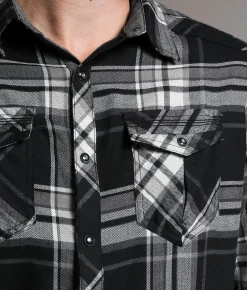 BKE Plaid Athletic Shirt Black Grey Sale