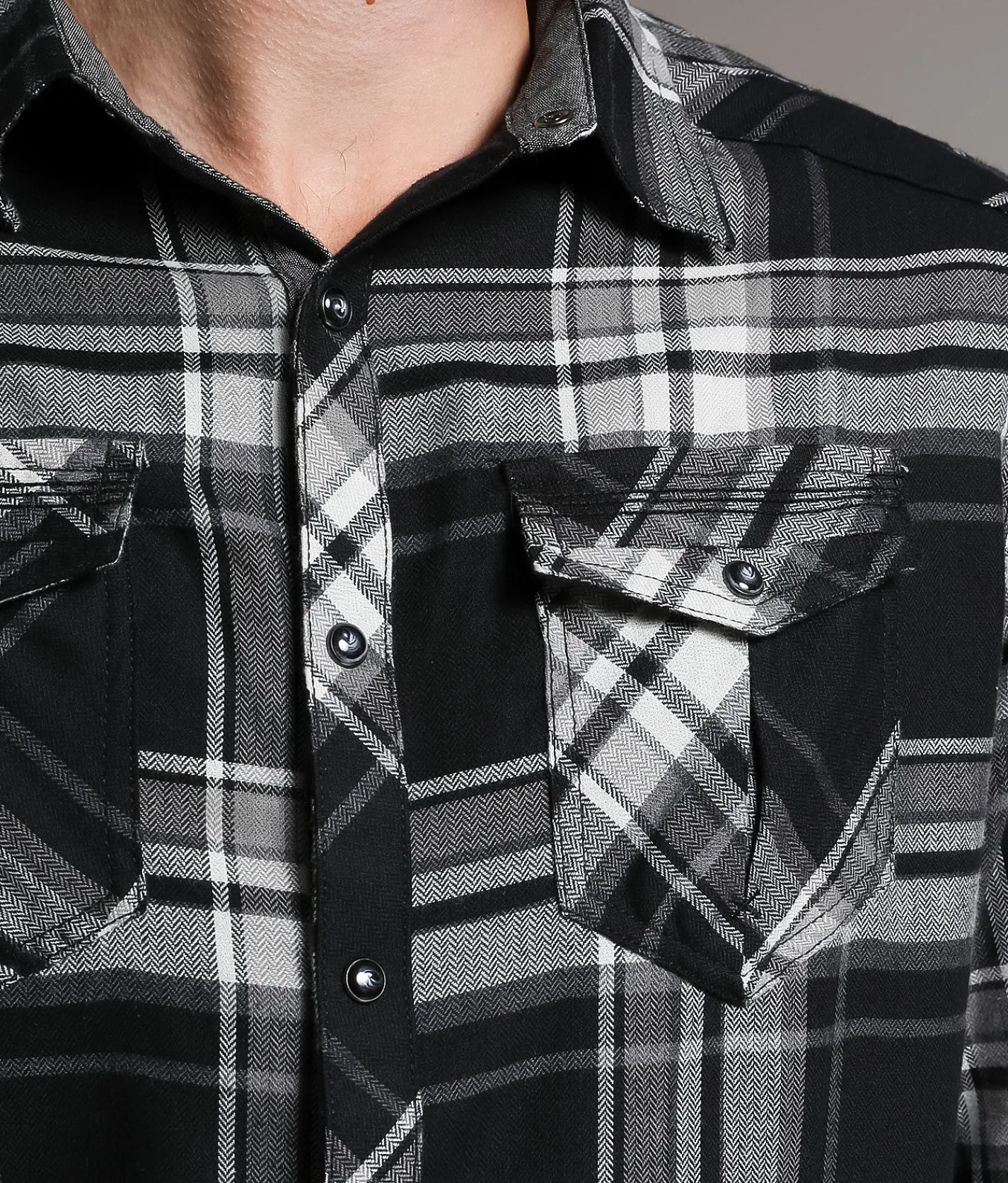 BKE Plaid Athletic Shirt Black Grey Sale