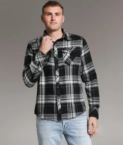 BKE Plaid Athletic Shirt Black Grey Sale