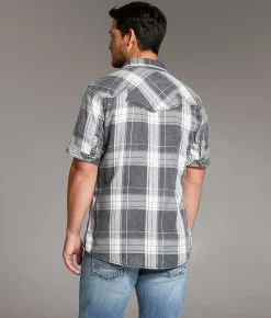 BKE Vintage Plaid Athletic Shirt Black Cream New