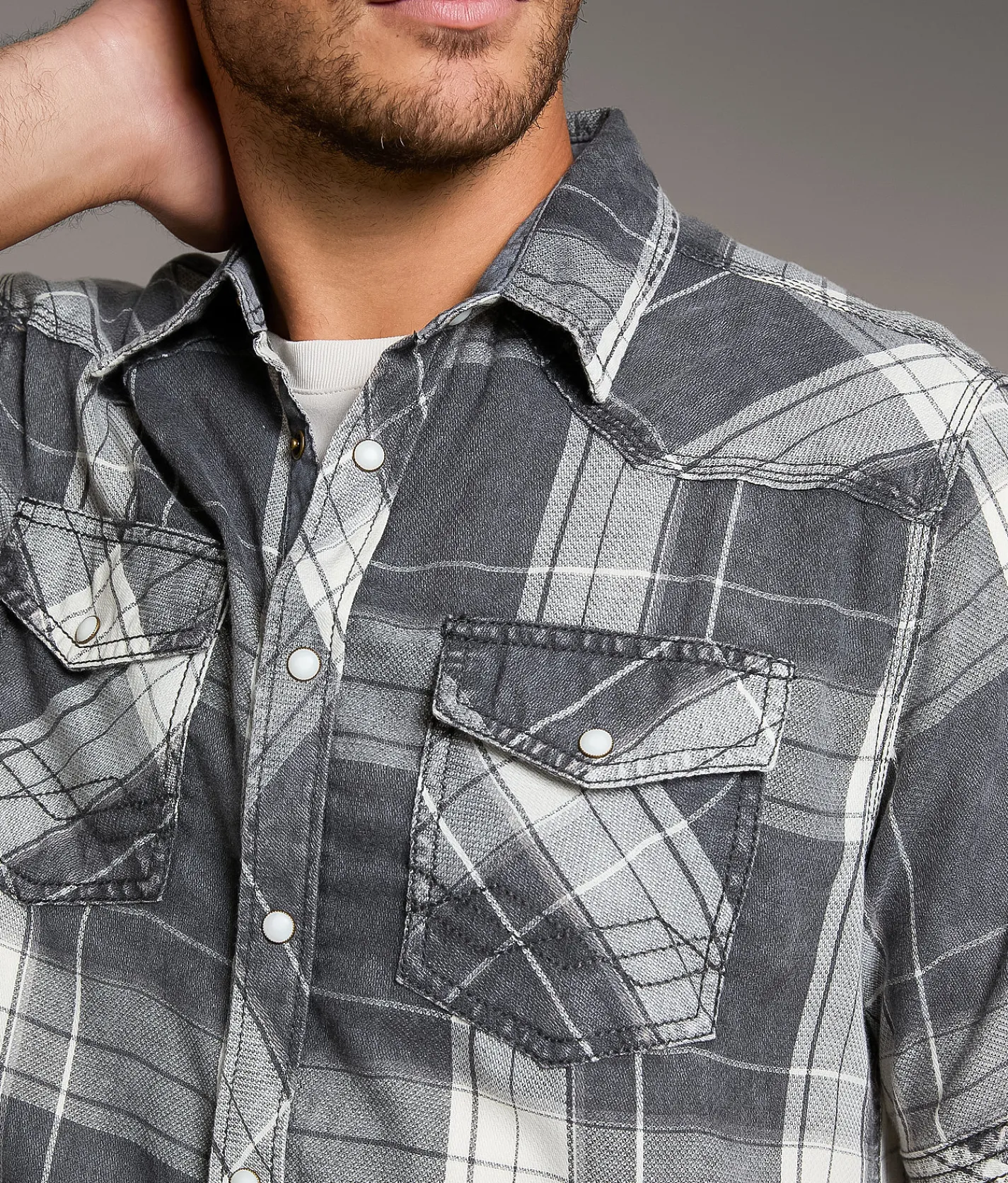 BKE Vintage Plaid Athletic Shirt Black Cream New