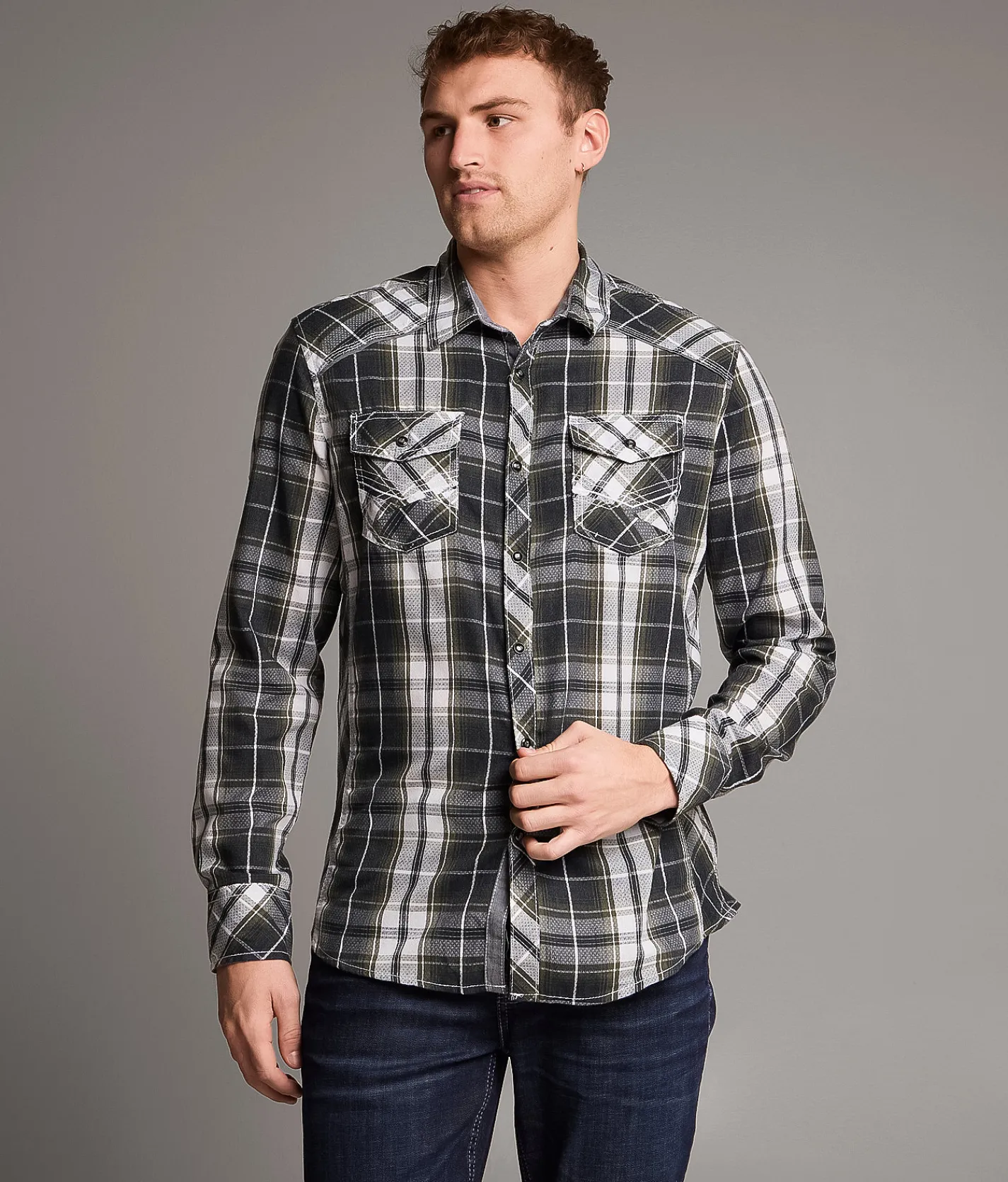 Tops | BKE Plaid Athletic Shirt Black White Green