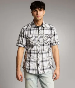 Tops | BKE Plaid Athletic Shirt White Grey