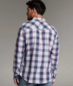 Tops | BKE Plaid Athletic Shirt Navy Coral