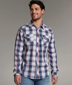 Tops | BKE Plaid Athletic Shirt Navy Coral