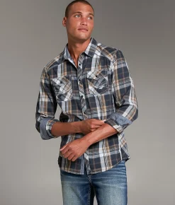 BKE Plaid Athletic Shirt Black Brown White Sale