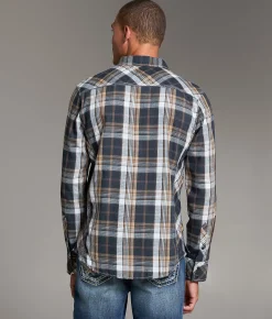 BKE Plaid Athletic Shirt Black Brown White Sale