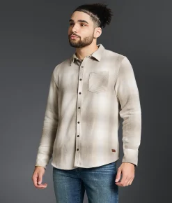 Tops | Outpost Makers Plaid Athletic Shirt Brown Cream