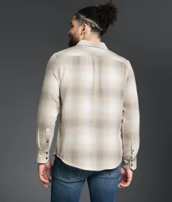 Tops | Outpost Makers Plaid Athletic Shirt Brown Cream