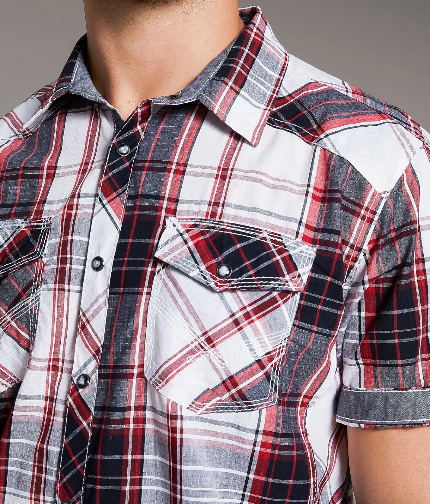 BKE Plaid Athletic Shirt White Black Red New