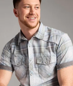 Tops | BKE Plaid Athletic Shirt White Blue