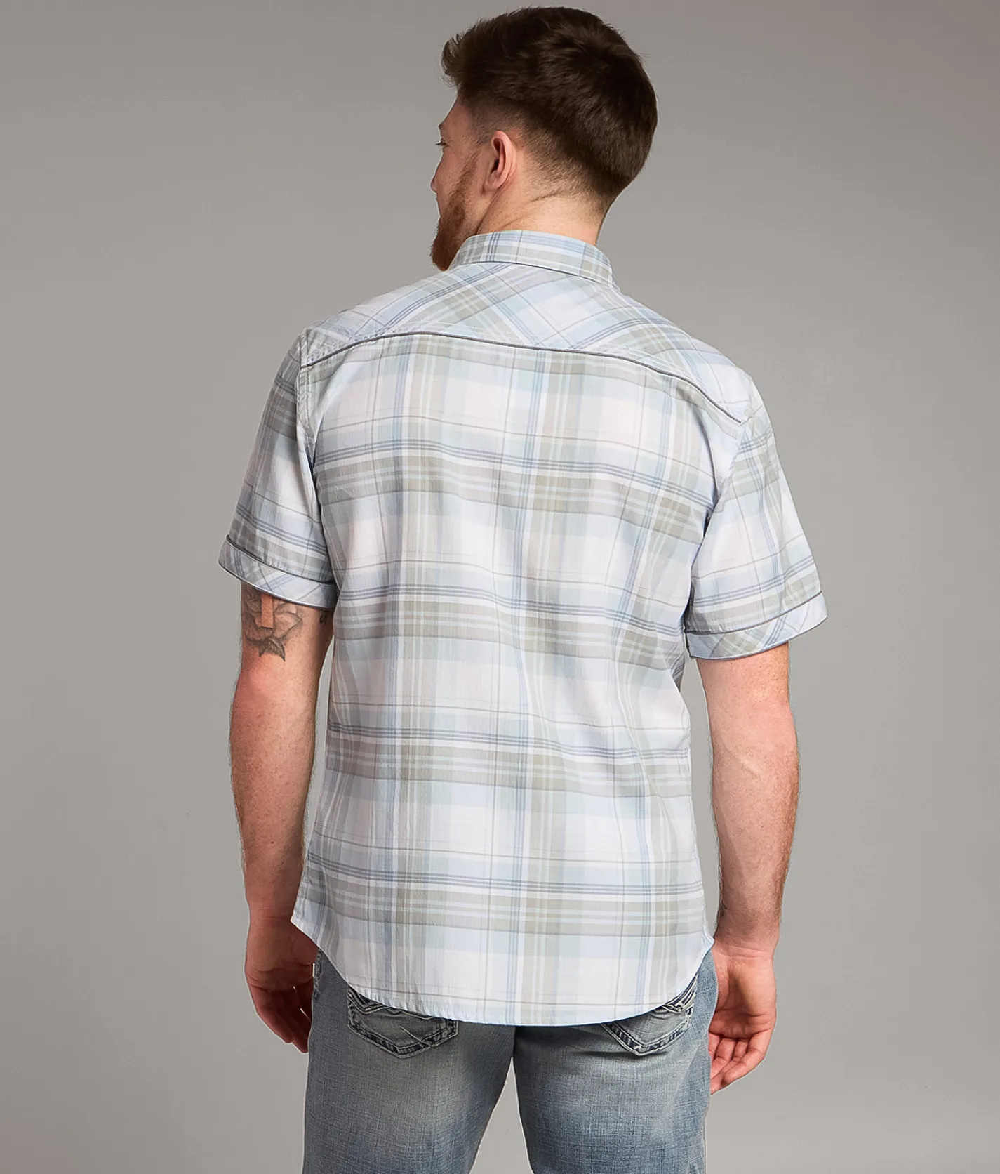 Tops | BKE Plaid Athletic Shirt White Blue