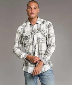 BKE Plaid Athletic Shirt White Olive New