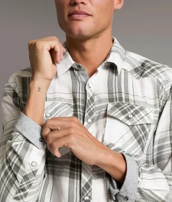 BKE Plaid Athletic Shirt White Olive New