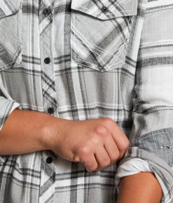 BKE Plaid Athletic Shirt Grey Green Sale