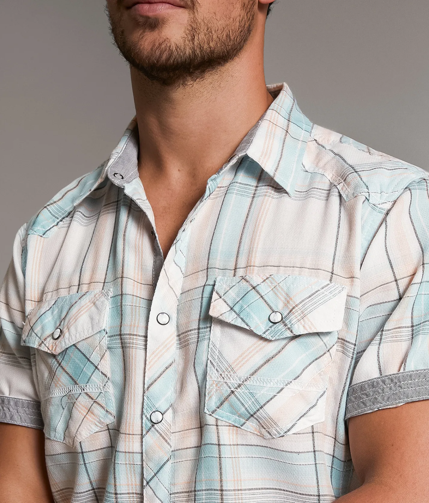 Tops | BKE Plaid Athletic Shirt White Teal Orange