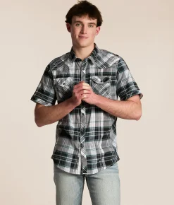 Tops | Buckle Black Plaid Athletic Stretch Shirt White Black Blue