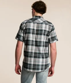 Tops | Buckle Black Plaid Athletic Stretch Shirt White Black Blue