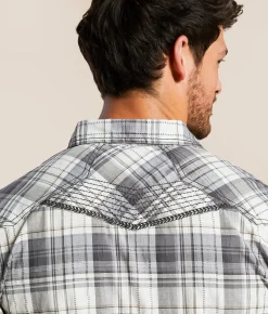 Tops | Buckle Black Plaid Athletic Stretch Shirt Grey White