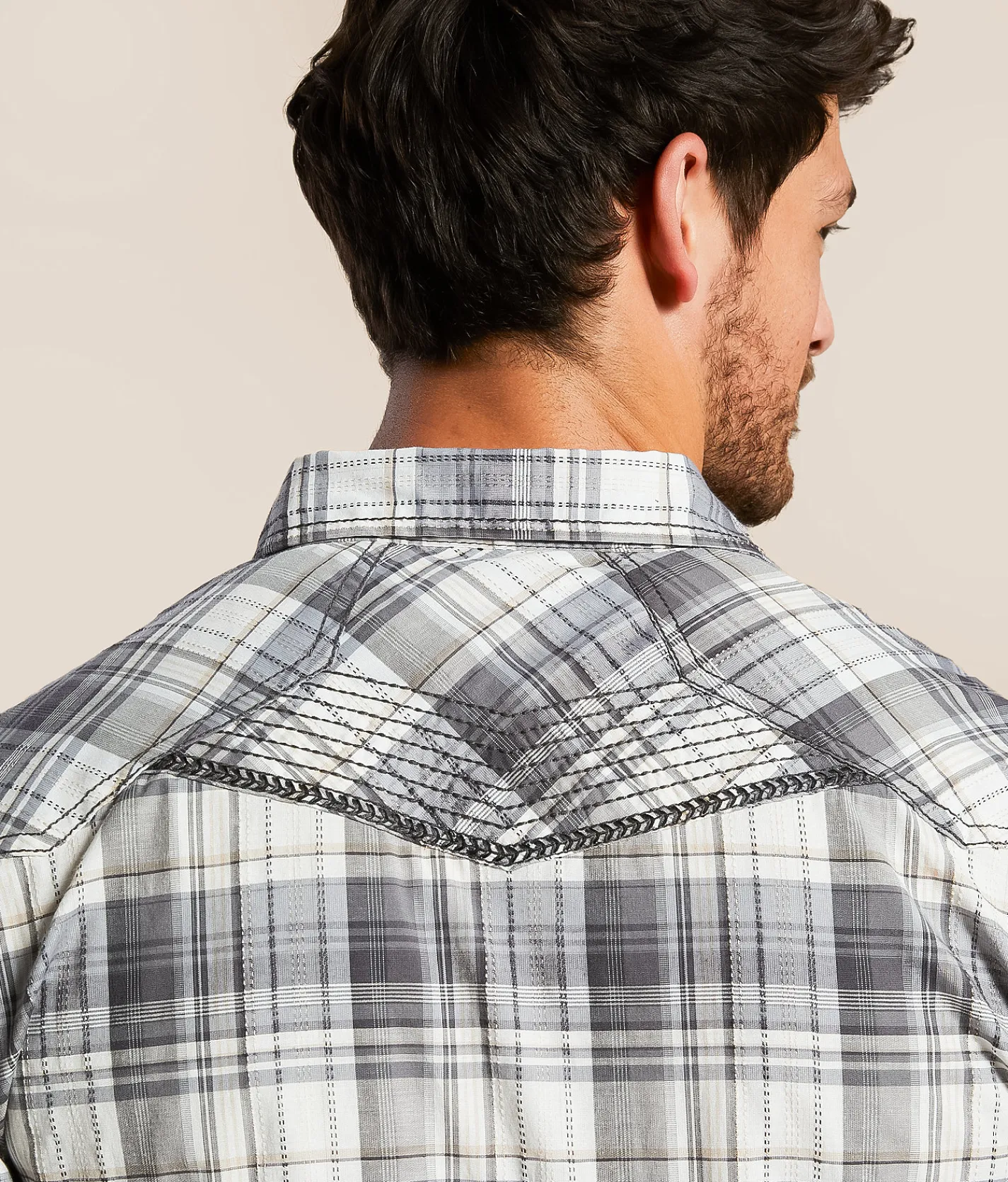 Tops | Buckle Black Plaid Athletic Stretch Shirt Grey White