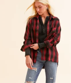 Tops | Modish Rebel Plaid Flannel Boyfriend Shirt Multi