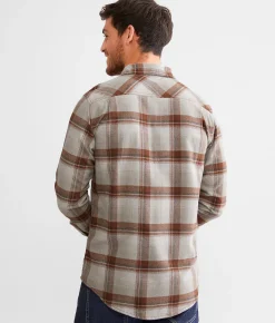 Tops | Outpost Makers Plaid Flannel Shirt Light Grey Brown