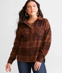 Tops | BKE Plaid Flannel Shirt Burgundy