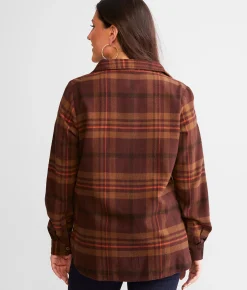 Tops | BKE Plaid Flannel Shirt Burgundy