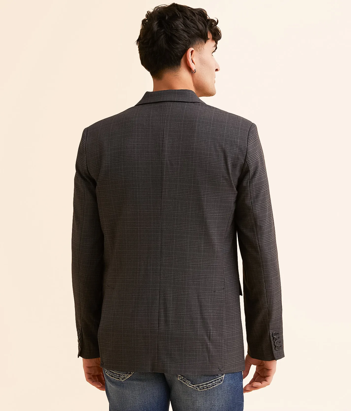 Rock & Roll Denim Plaid Sport Coat Black Hot