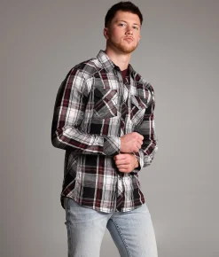 Tops | BKE Plaid Standard Shirt Black White Red
