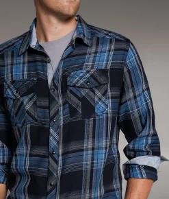 Tops | BKE Plaid Standard Shirt Black Blue