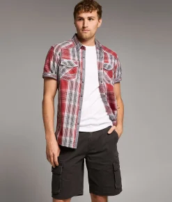 Tops | BKE Plaid Standard Shirt Red Black White