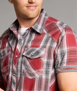 Tops | BKE Plaid Standard Shirt Red Black White