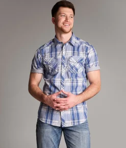 Tops | BKE Plaid Standard Shirt Blue White