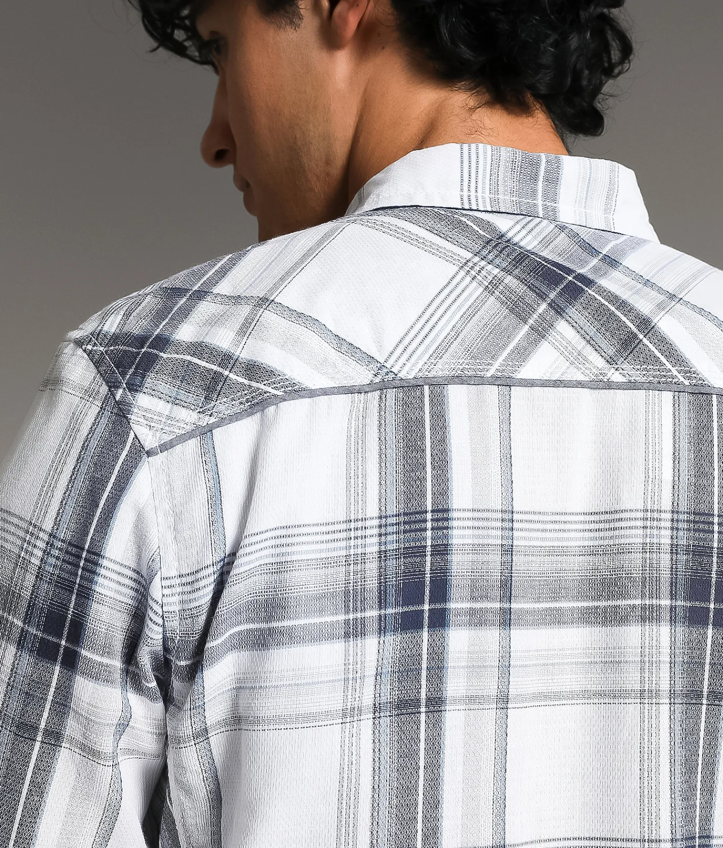 Tops | BKE Plaid Standard Shirt White Blue
