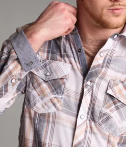 Tops | BKE Plaid Standard Shirt White Navy Orange