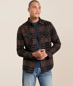 Tops | Reclaim Plaid Standard Shirt Black Orange