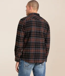 Tops | Reclaim Plaid Standard Shirt Black Orange