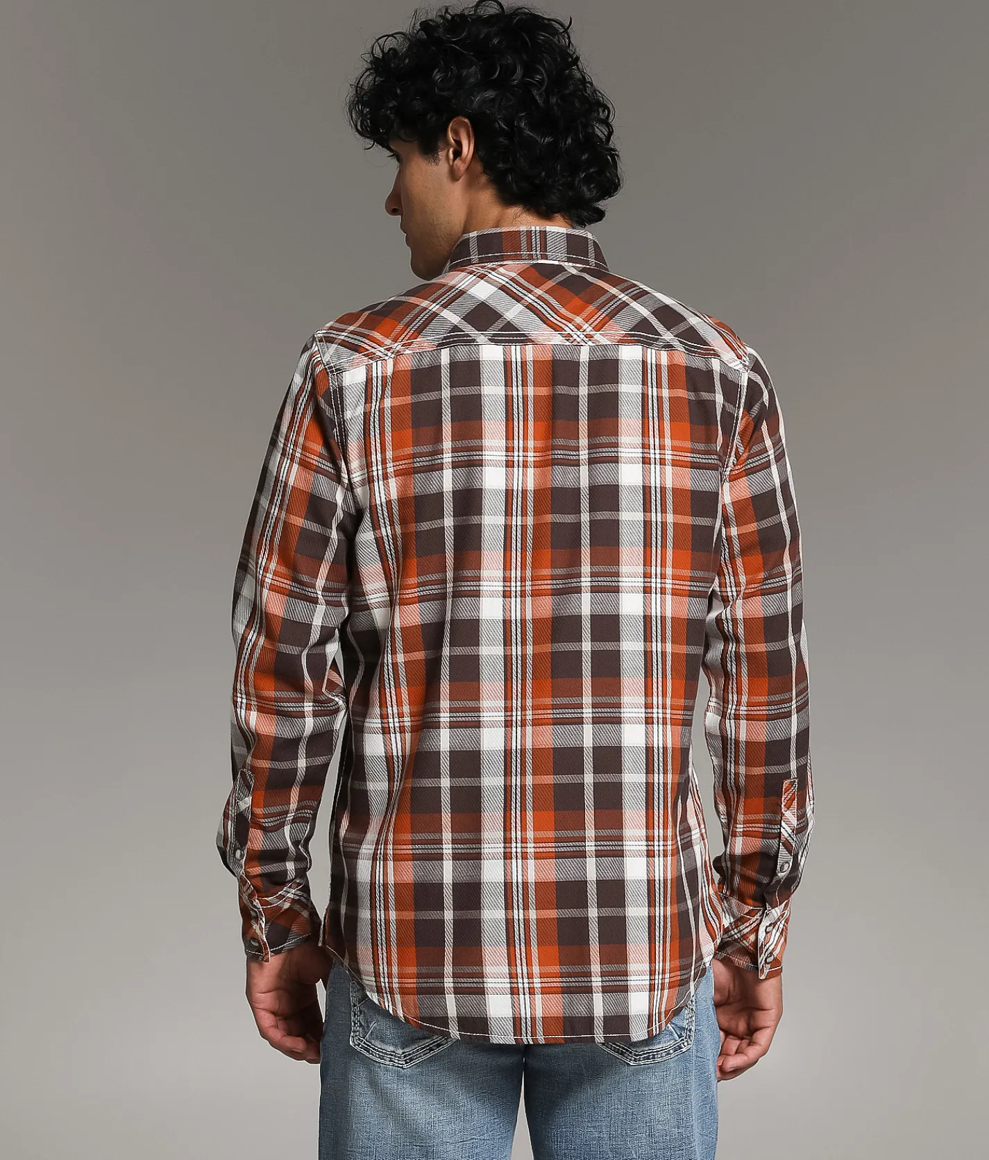 Tops | BKE Plaid Standard Shirt Brown Rusty Orange