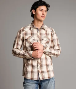 Tops | BKE Plaid Standard Shirt Brown Tan