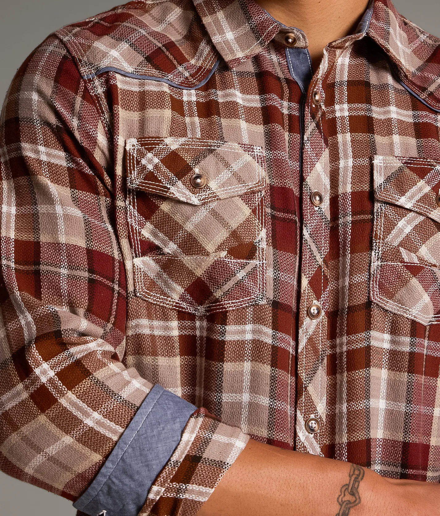 Tops | BKE Plaid Standard Shirt Brown Rust