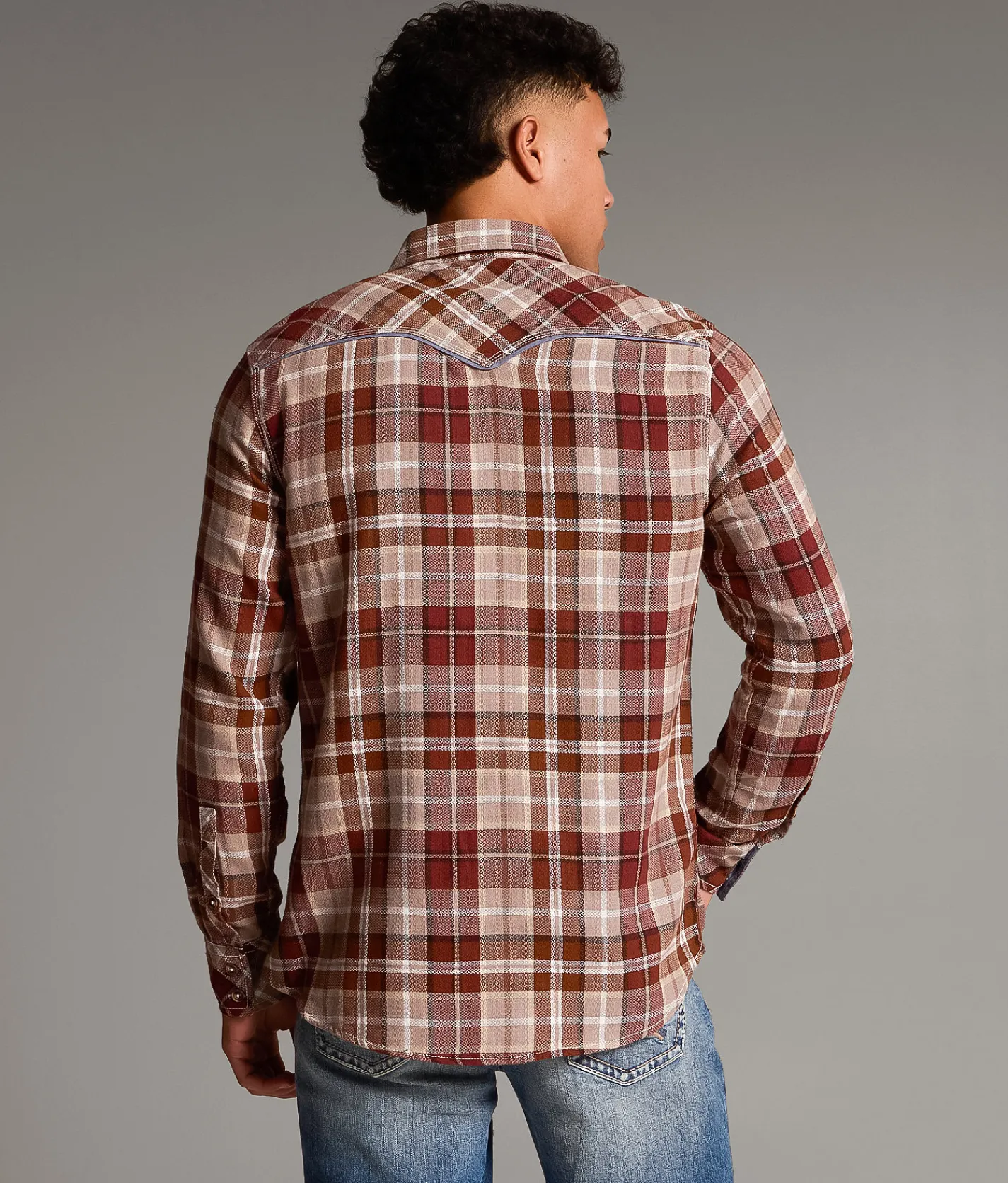 Tops | BKE Plaid Standard Shirt Brown Rust