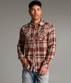 Tops | BKE Plaid Standard Shirt Brown Rust