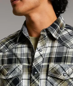 Tops | BKE Plaid Standard Shirt White Green