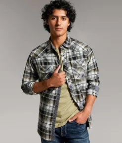 Tops | BKE Plaid Standard Shirt White Green