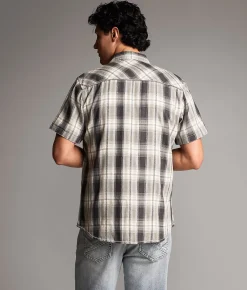 BKE Plaid Standard Shirt Black Green Discount